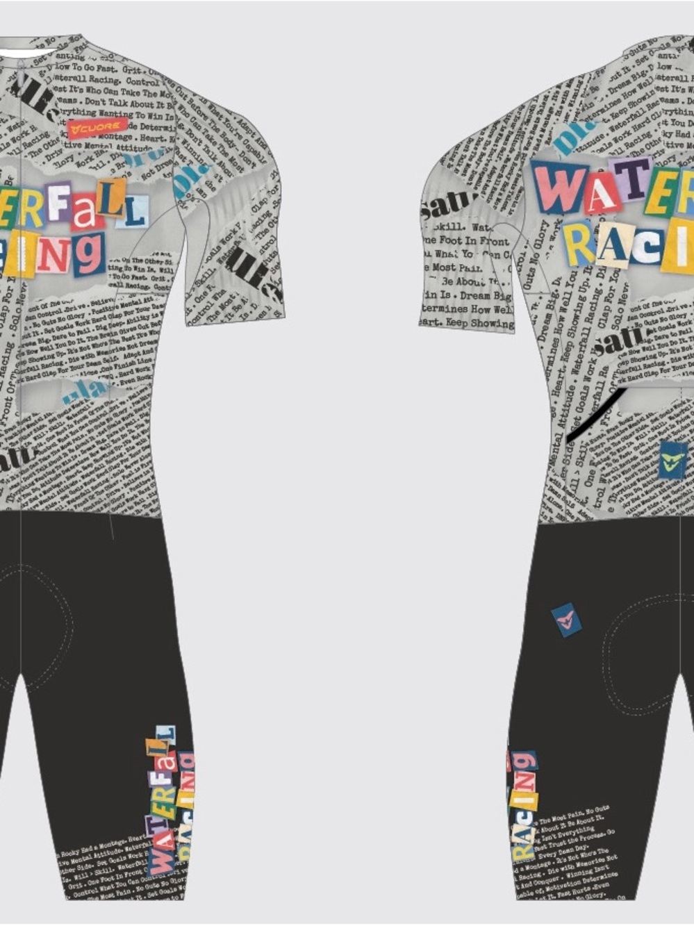 Cuore of Switzerland One Piece Triathlon kit. Newspaper Print